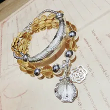 Аксессуары из чистого серебра браслет из желтого кристалла ювелирные изделия Индивидуальные Оригинальные сделанные вручную серебряные украшения один заменитель