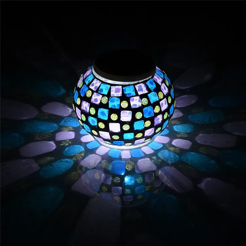 Мозаичный стеклянный шар садовый светильник s меняющий цвет светодиодный светильник на солнечной батарее водонепроницаемые солнечные настольные лампы для украшения для вечеринок на Рождество