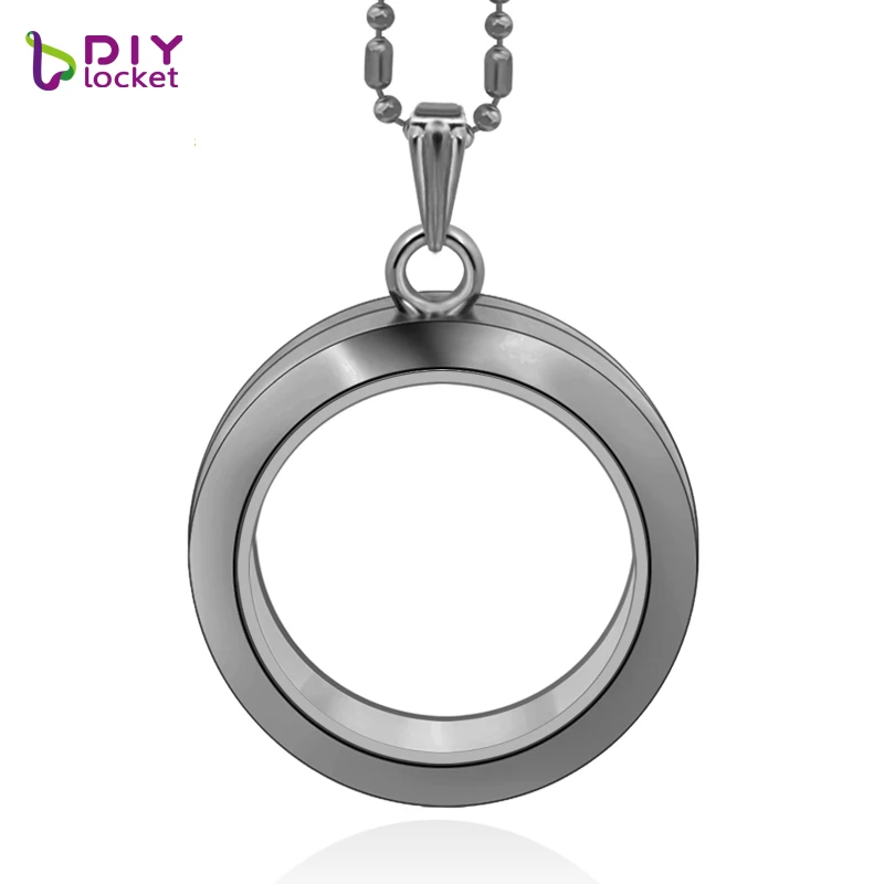 www.strongerinc.org : Buy 30mm diylocket Black Round magnetic glass floating locket necklace with ...