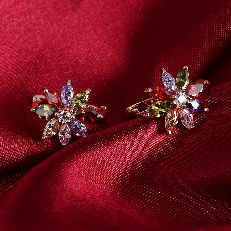 Модные Розовые золотистые серьги-кольца Kolczyki, цветные серьги с кристаллами циркония для женщин, ювелирные изделия Brincos