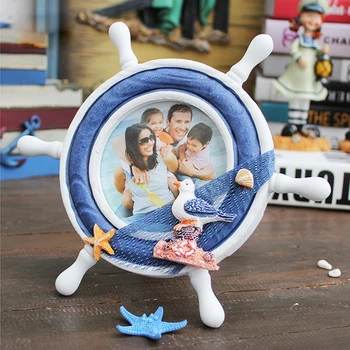 

Handemade Wood do old helmsman Picture Frame Mediterranean Style rounded Photo Frame Home children room decoration