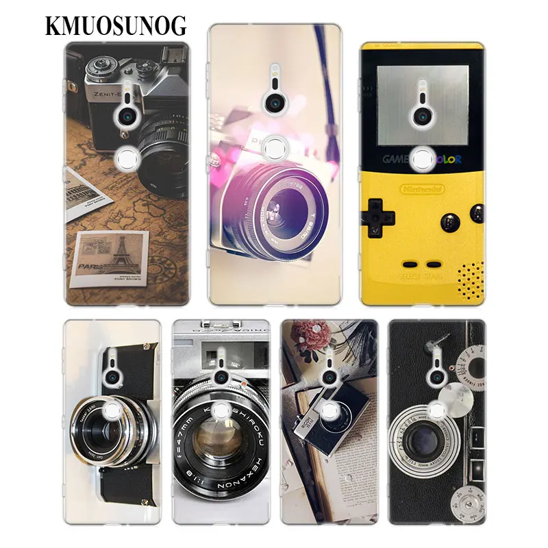 شفافة لينة سيليكون جراب هاتف يذكرنا الكلاسيكية كاميرا بطارية حاسبة لسوني اريكسون M5 E5 Z5 XA1 XA2 XZ1 XZ2 شركات