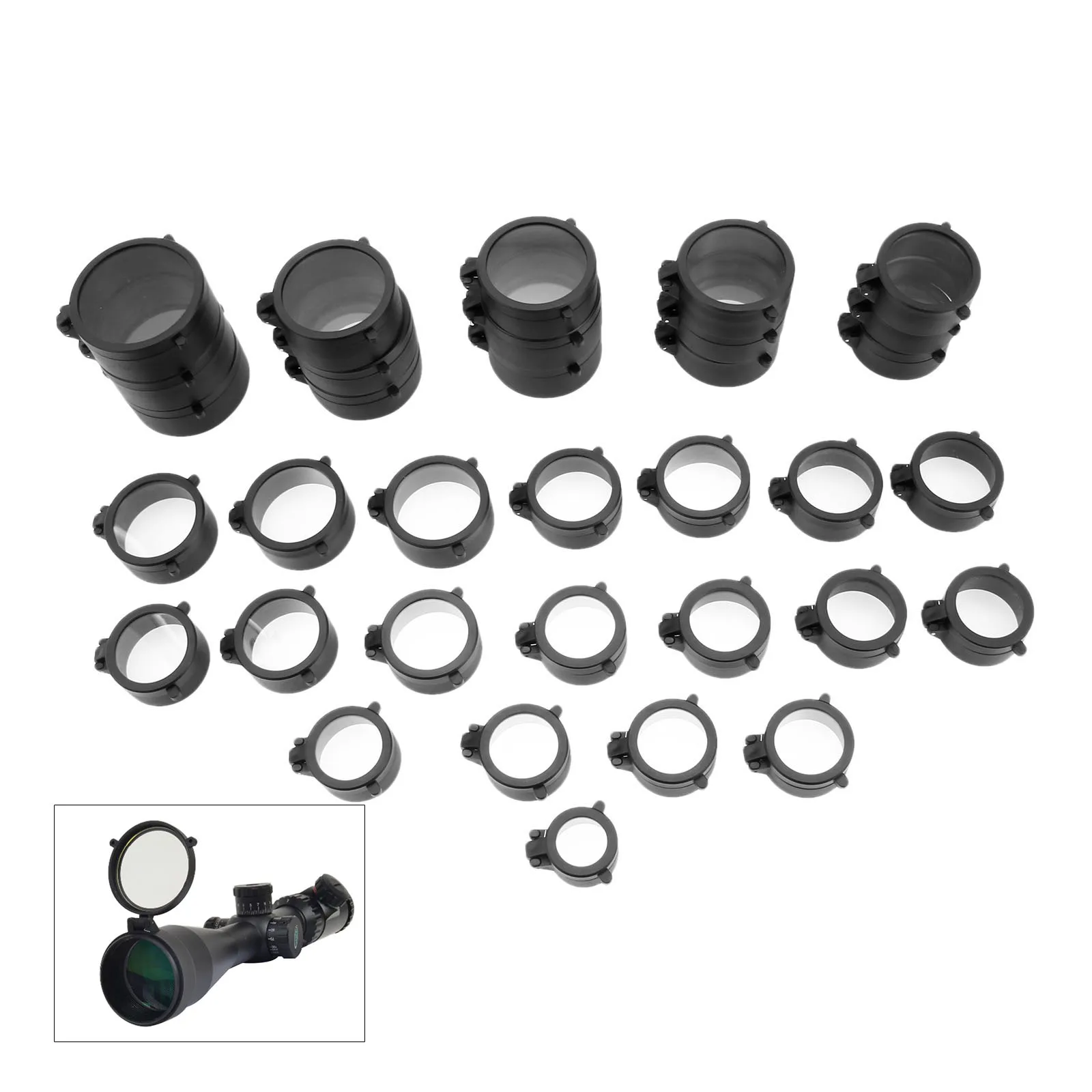

gohantee 1pc Sight Quick Flip Spring Up Open Lens Cover Cap For Caliber Hunting Scope Mounts Rifles Red Laser 16 Different Sizes
