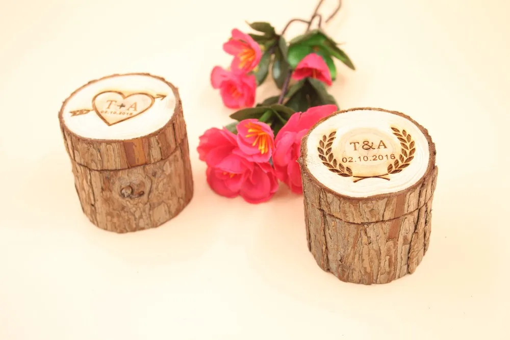 Custom Ring Box, Personalized Wedding  Valentines Engagement Wooden Ring Bearer storage Box, Rustic Wedding Ring Box engraved10