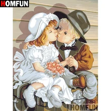 HOMFUN-pintura de diamante redondo/cuadrado completa, cuadro artesanal 5D, punto de cruz bordado de
