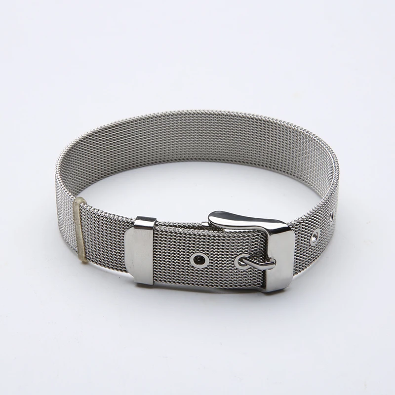 

New arrival fashion stainless steel bracelet cuffs silver, wedding jewelry accessories, small mesh belt bracelet bracelet buckle