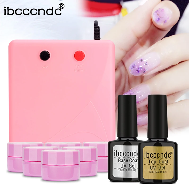 

Nail Art Manicure Set 36W UV Lamp 6x5ml Soak Off Fairy Flower Gel Nail Polish Base Gel Top Coat Polish Primer Varnish Gelpolish
