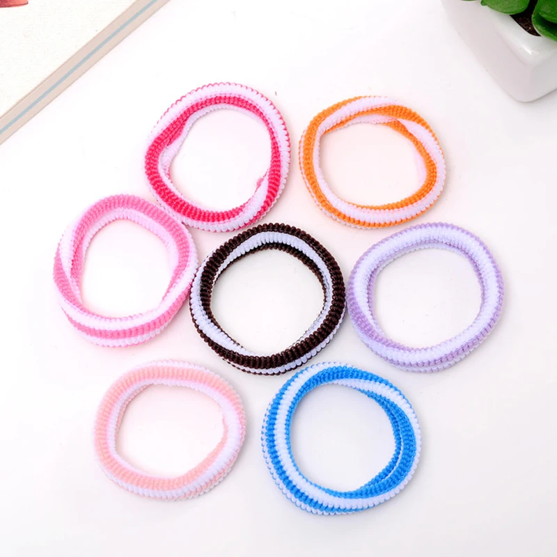 Women Seamless High Elastic Hair Ropes Random Color Small Striped Towel Ring Matching Head Bundle Hair Accessories New Wholesale Women Seamless High Elastic Hair Ropes Random Color Small Striped Towel Ring Matching Head Bundle Hair Accessories New Wholesale