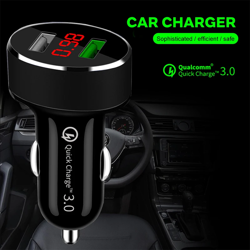 Vehemo с дисплеем двойной зарядное устройство USB Автомобильное зарядное устройство USB прочный разъем
