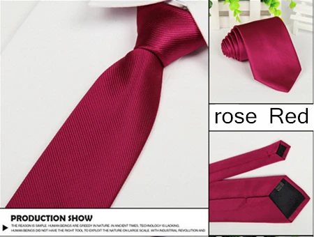 Галстуки для мужчин твердые 8 см тонкий свадебный красный галстук модные черные мужские аксессуары простота для вечерние деловые официальные Лот - Цвет: Rose Red