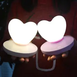 Детские Спальня ночника милые сердцу силиконовые светодиодный ночник Перезаряжаемые Touch Сенсор светодиодный ночник для детей подарок