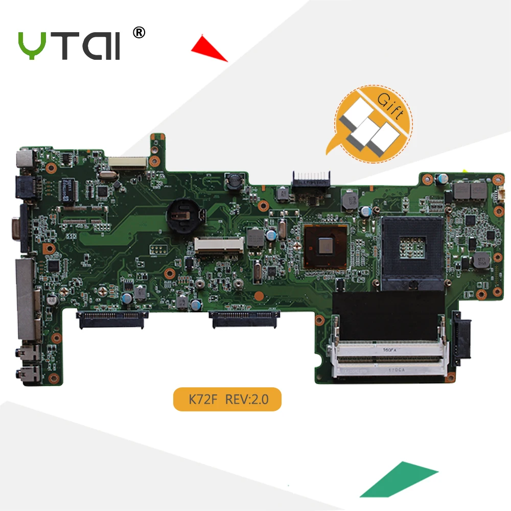 

K72F Motherboard REV:2.0 HM55 DDR3 for Asus K72F A72F X72F Laptop Motherboard HM55 DDR3 PGA989 Mainboard Fully Tested