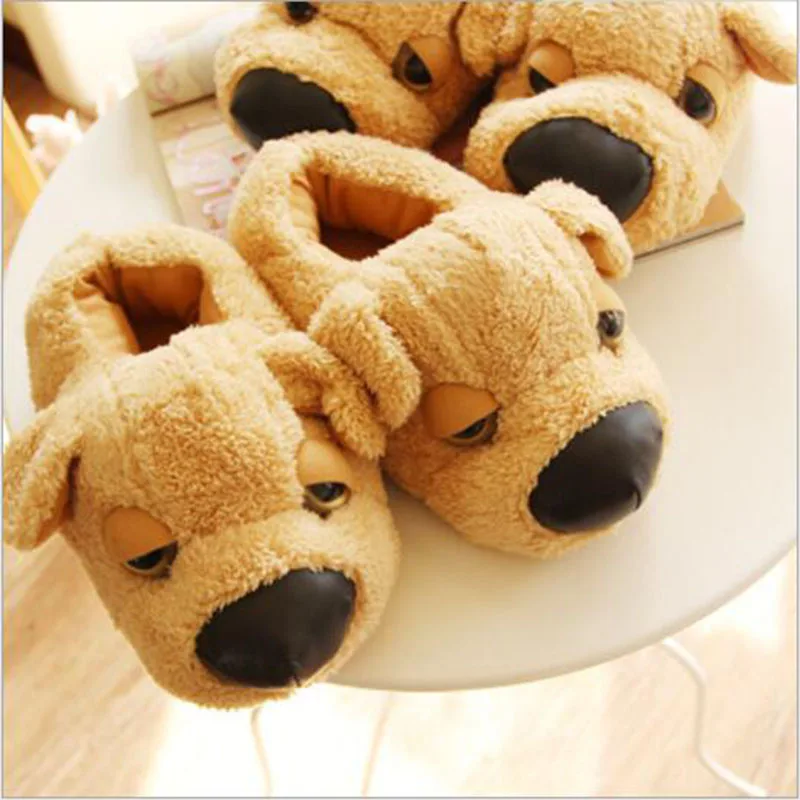

KOMYUFA Dropshipping Cute Cartoon Dog Slippers Cotton-Padded Indoor Female Plush Slipper Funny Animal Home Slippers