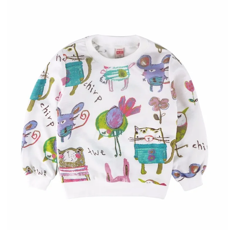 Animal Children Sweatshirt Girls Sweater Cotton Cartoon Kids Pullover Outfit Tops T-Shirts Girl Jumper 2-7Years Jersey Blouse | Детская