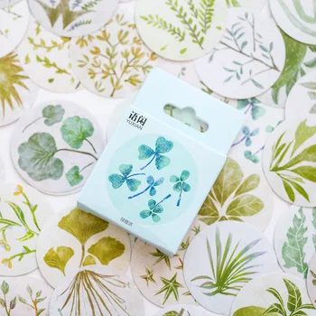 

50PCS/box Cute New Greenery Paper Lable Sealing Stickers Crafts And Scrapbooking Decorative Lifelog DIY Stationery