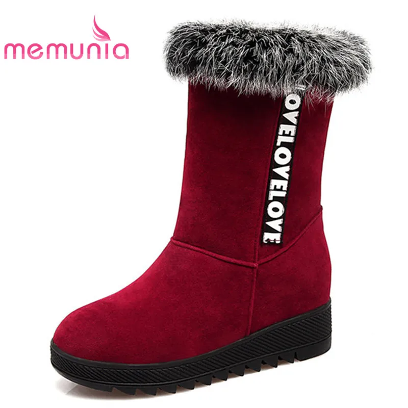 

MEMUNIA plus size 34-43 winter boots comfortable faux fur fashion boots med heels round toe new 2020 ankle boots for women