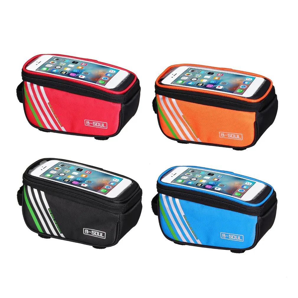 Cheap B-SOUL Bicycle Handlebar Mobile Phone Pouch Touch Screen Top Frame Tube Storage Bag Waterproof Cycling Cellphone Holder Bag 12