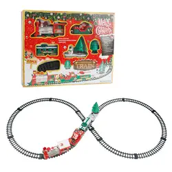 Рождественский поезд горка красный трек Diy пластиковые игрушки для детей мигающая музыка Eletric классический мини Coll День рождения Дети