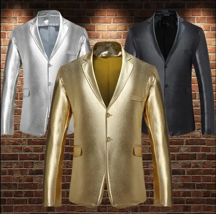 Metal color Glossy clothes men suits designs stage singers Embossing