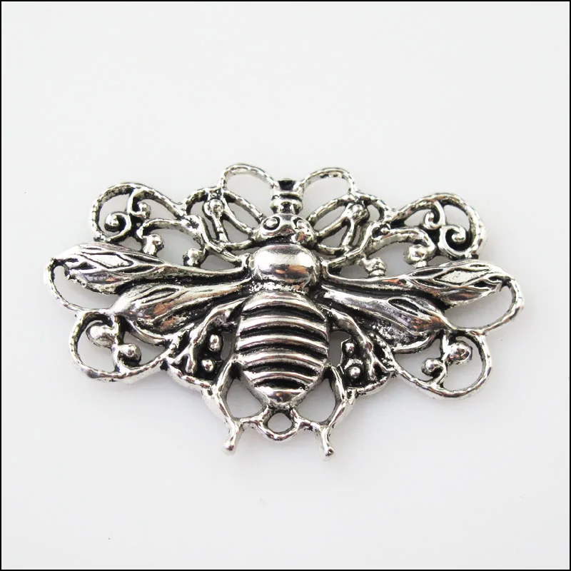 

New 3Pcs Tibetan Silver Tone Bee Animal Charms Pendants Connectors 29x45mm