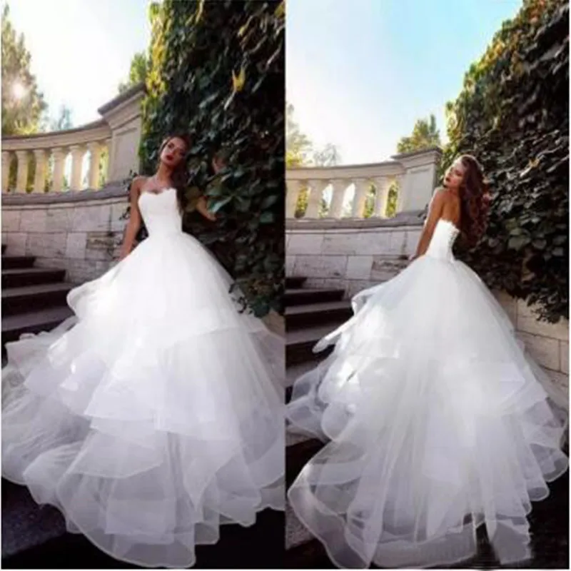 

Vestidos De Novia 2019 Cheap Bridal Dress Simple Ruffles Tulle Long Formal Ball Gowns Lace up Back Wedding Gowns Robe De Mariage
