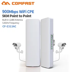 Nanoestação de antena wifi wifi, 2 peças comfast CF E313AC 5km 900mbps 5.8ghz, pontos de acesso cpe sem fio ao ar livre