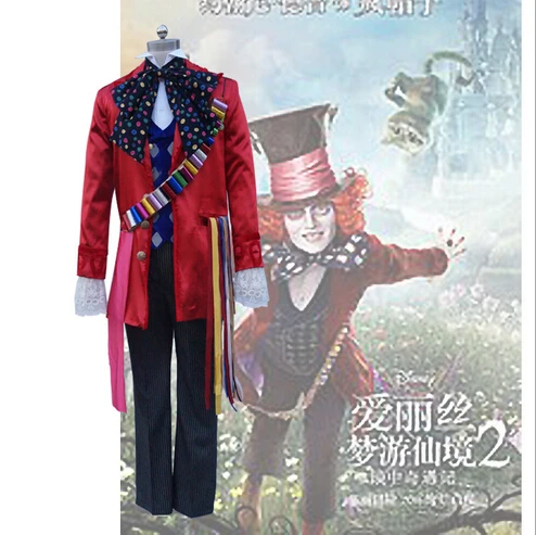 

American Fantasy Adventure Film Alice in Wonderland:Through the Looking Glass Mad Hatter Cosplay Costume For Adult s-2xl