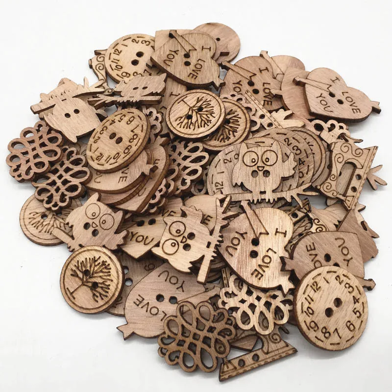 50pcs/lot Flower Heart Shape Wooden Craft Hanging Ornament Home Party Table Decoration DIY Handmade Scrapbooking Crafts 62569