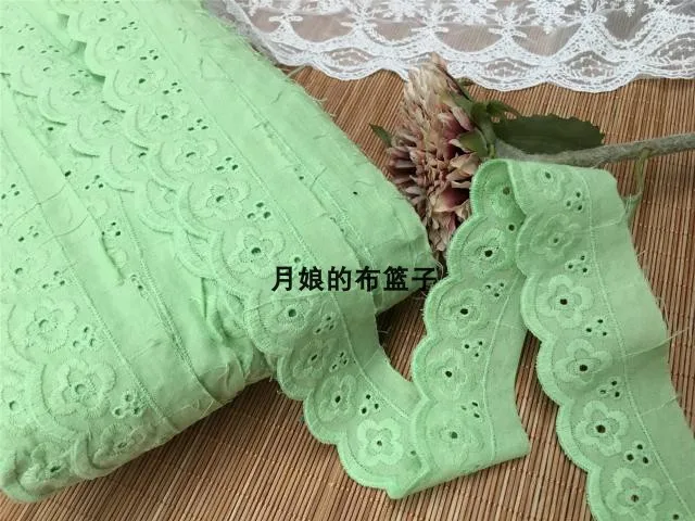 

DIY handmade quilted cotton fabric lace green cotton embroidery lace 5CM
