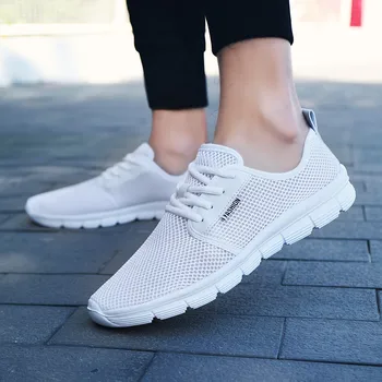 

Unisex Casual Shoes Men Sneakers Superlight Trainers Mens Shoes Breathable Mesh Flat Shoes Men Mocassim Masculino White