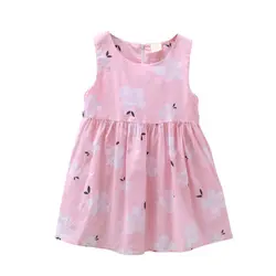 Платье для маленьких девочек новые детские платья для девочек без рукавов с цветочным принтом бальное летнее праздничное платье принцессы