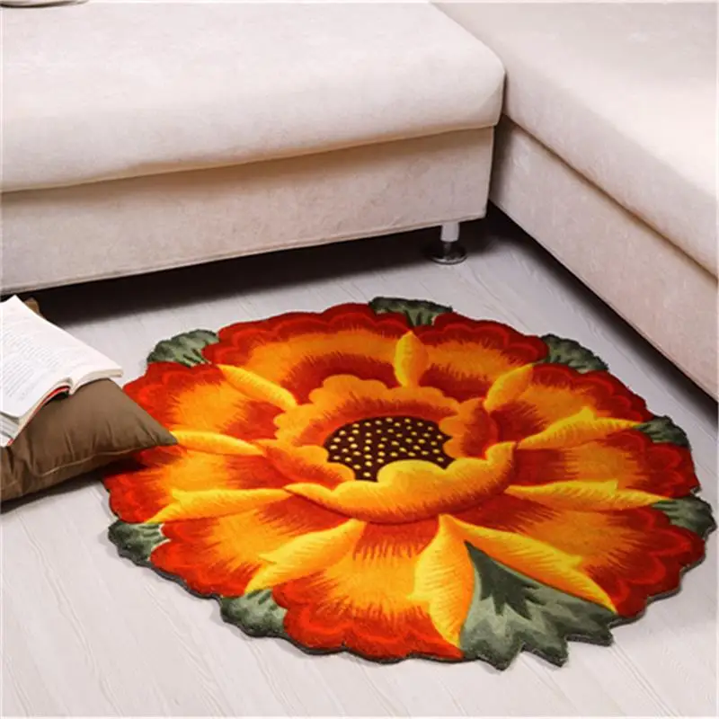 

90CM Sunflower Carpets For Living Room Computer Chair Floor Mat Home Entrance/Hallway Doormat Cloakroom Area Rug Bathroom Carpet