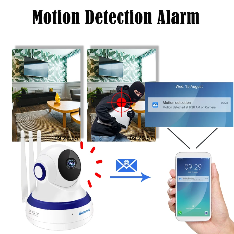 Lintratek Wireless HD 1080P Security IP Camera Wifi Serveillance Mini CCTV Cloud Storage Camera Onvif  Home Wi-fi Baby Monitor