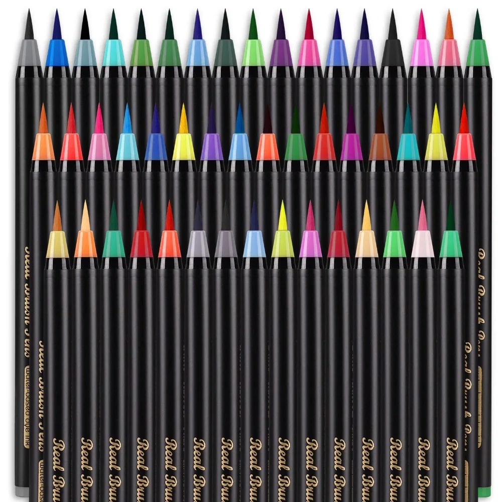48 цветов акварельные маркеры кисти ручки, гибкие настоящие Кисти советы, краски ручки для художников, начинающих, взрослых и детей окраски
