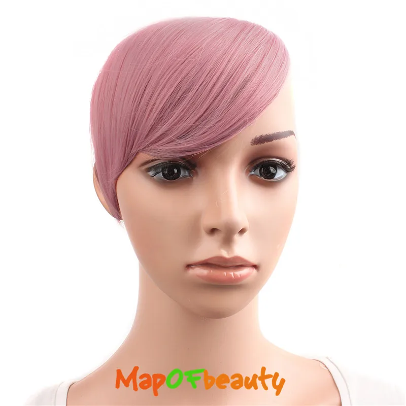 MapofBeauty, разноцветные волосы для наращивания, накладные волосы на клипсах спереди, аккуратные, для женщин, синтетические волосы, бахрома, челка