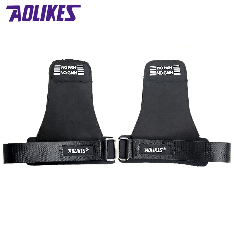

AOLIKES 1 Pair Sport Fitness Wrist bands Pull Up Grip Belt Non-slip Palm Protector Gym Wristbands for Barbell dumbbell Training