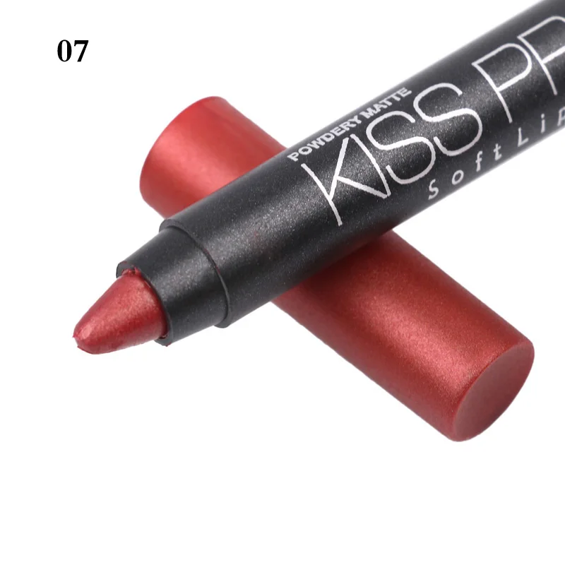 MENOW 19 Color/Set KISS PROOF Sexy Beauty Waterproof Lipstick Pen Lasting Do Not Fade Lipstick Gift 19Pcs Pencil Sharpener 2065