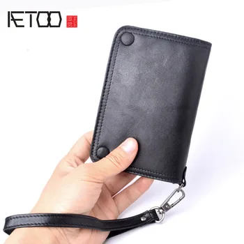 

AETOO Chao new hand-wiping color multi-card leather wallet retro washed leather wallet handbags men's clutch bag