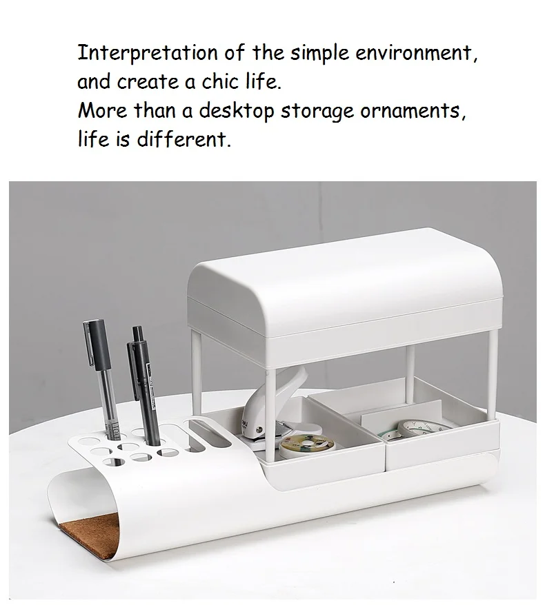 Многофункциональным творчески Nordic Минималистский многослойный ящик офисный канцелярский Настольный органайзер подставка для ручек, для хранения коробка