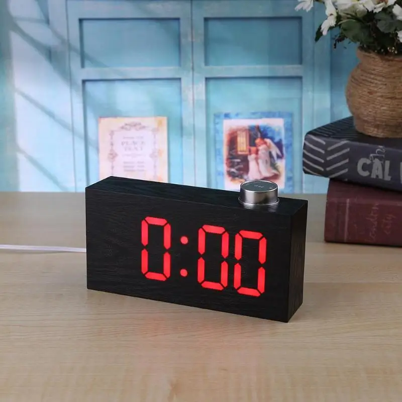 

High Quality wooden LED digital clocks home electronic snooze alarm clock fashion creative desk table clocks with thermometer