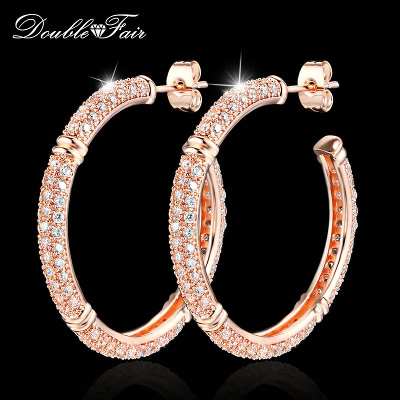 Image Luxury Cubic Zirconia Big Earrings 18K Gold Plated Fashion Brand Vintage Crystal Jewelry Jewellery For Women Wholesale DFE617