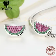 925 Plata Esterlina Pavimenta la Deliciosa Sandía Colgante de Los Encantos Fit Pandora Original Encantos Pulsera DIY Fabricación de La Joyería Fina