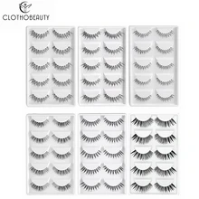 CLOTHOBEAUTY 5 Pairs False Eyelashes,Wispy EyeLashes Extension Handmade Natural Soft Invisible Band,Long Thick Reusable Makeup