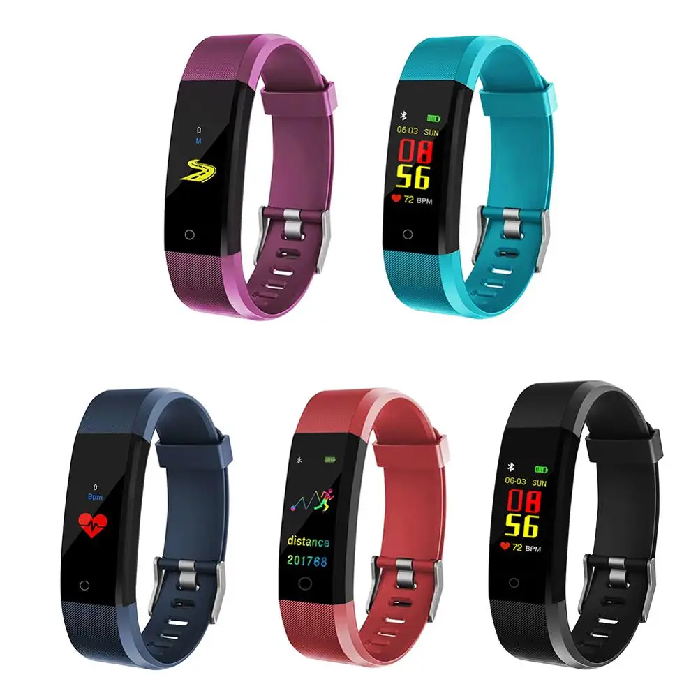 

Smart Watch Sports Fitness Activity Heart Rate Blood Pressure Sleep Monitoring Wristband Pedometer For IOS Android USB Charging