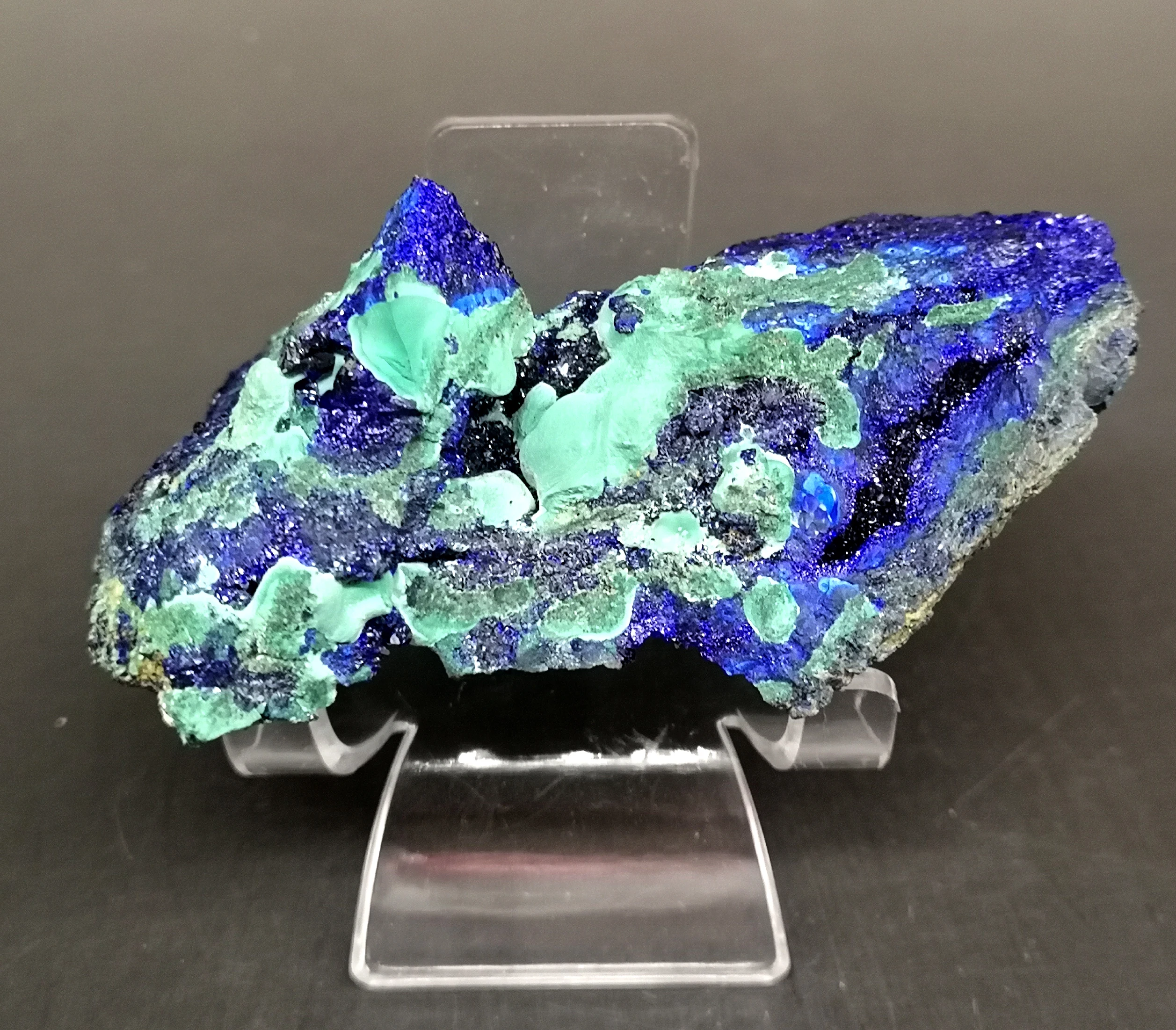 261 г натуральный Блестящий Azurite/Малахитовый симбиотический минеральный кристалл