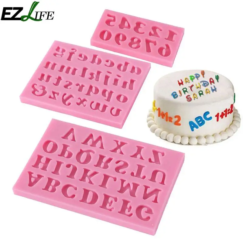 3pc Set Number 0 9 Letters Silica Gel Mould Cake