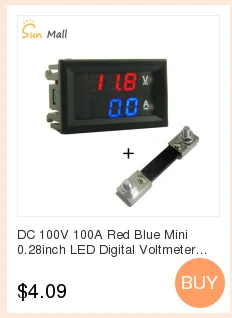 Постоянного тока 100 в 10 А сине-зеленый 0,28 дюйма светодиодный цифровой вольтметр Амперметр Вольт Амперметр индикатор напряжения