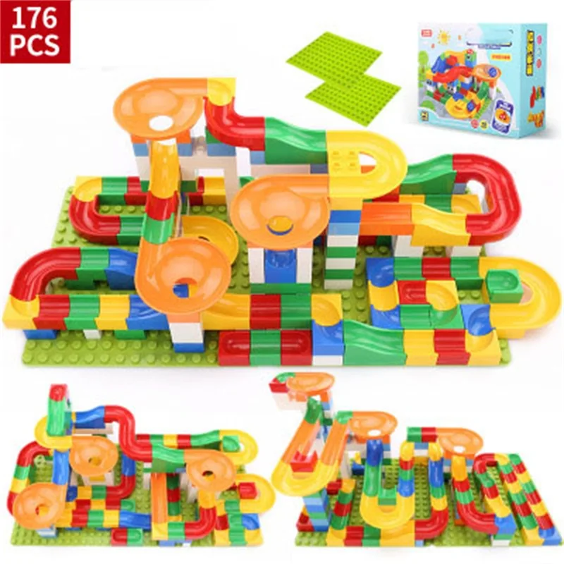 108-248PCS Maze Ball Track Building Blocks Plastic Funnel Slide Assembling Boys And Girls Bricks Compatible Legoingl Duplo BlocK