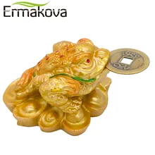 ERMAKOVA Resin Three Legged Chinese Lucky Money Toad Figurine Frog Statue with Fortune Coin Feng Shui Home Ornament Bring Wealth