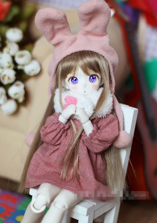 1 6 6-7 Bjd Wig YOSD Wig SD MSD Dal Luts Dollfie Lati Doll wigs blue 15-17CM